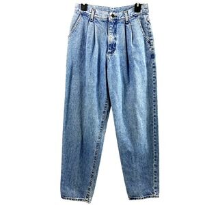 Vintage Lee Jeans Womens 10 Light Wash Denim Pleated Front Hi Rise Mom MR Label